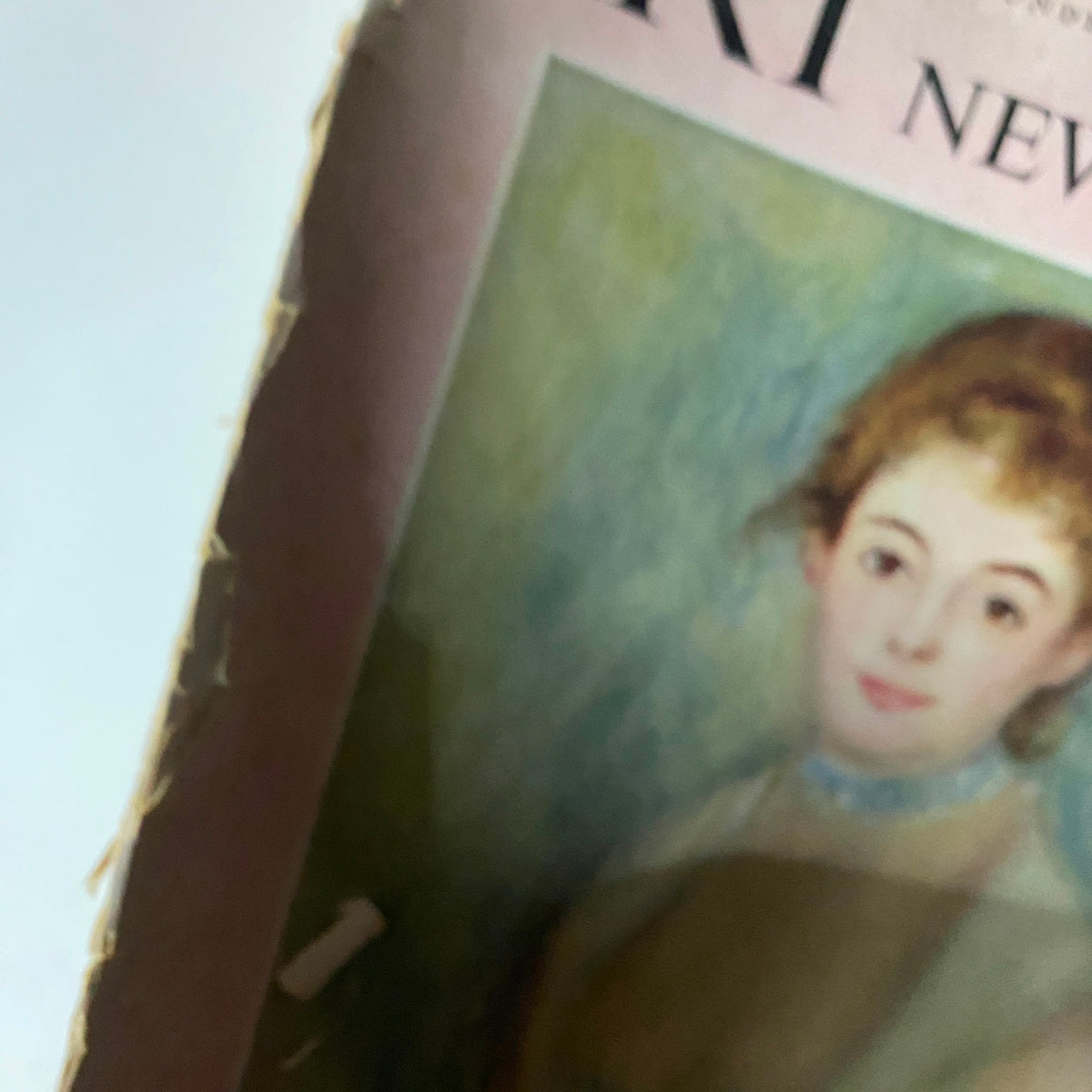 Close-up of the cover of Vintage Art News Magazine from November 15, 1941, highlighting the Portrait of Madame Henriot by Renoir.