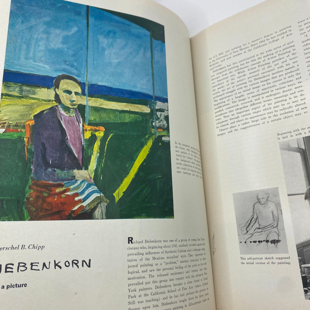 May 1957 edition of Art News Magazine featuring a painting by Richard Diebenkorn, titled 'Diebenkorn Paints a Picture', highlighting the vibrant colors and abstract style characteristic of the artist's work.