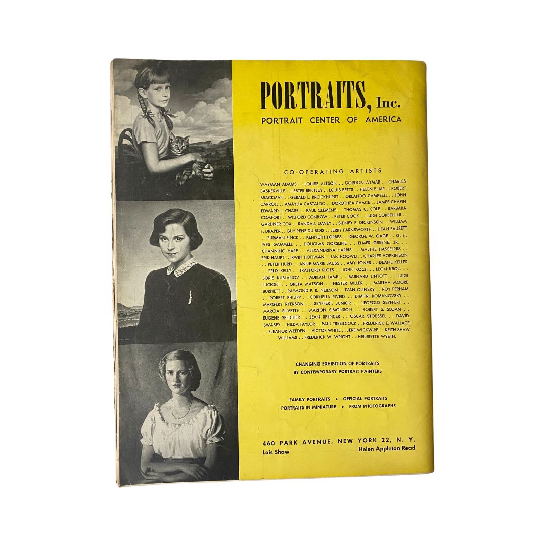 Cover of VTG Art News Magazine October 1950 featuring the title 'Portraits, Inc.' with three black and white portrait images, highlighting artists associated with the publication.