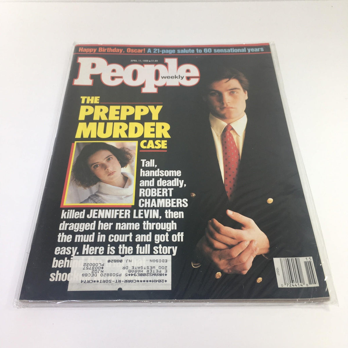 Cover of People Magazine, April 11, 1988, featuring the headline 'The Preppy Murder Case' about Robert Chambers, who killed Jennifer Levin. The cover includes a photo of Chambers and a caption detailing his trial.