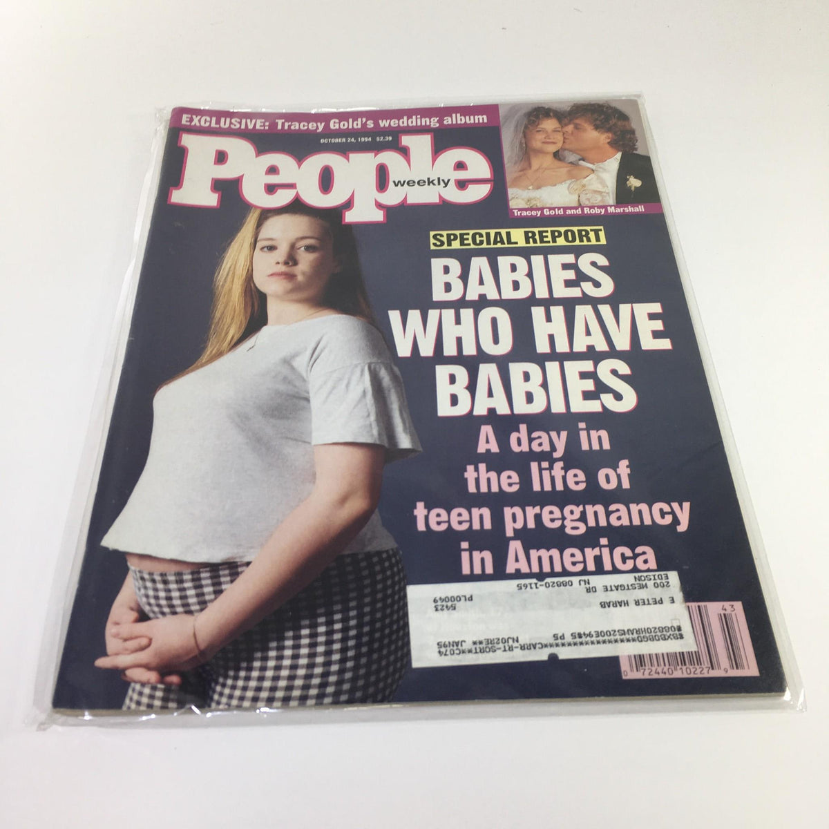 Cover of People Magazine from October 24, 1994, featuring the title 'Babies Who Have Babies: A day in the life of teen pregnancy in America.' The magazine highlights teen pregnancy issues and includes a prominent image of a pregnant teenager, making it a significant collectible from the 90s.