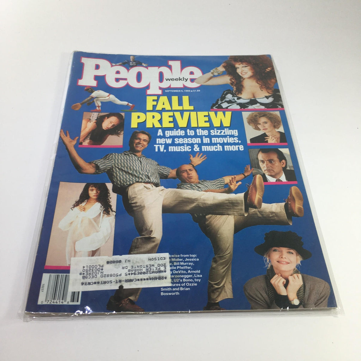 People Magazine September 5 1988 cover featuring the Fall Preview guide to new movies, TV shows, and music with colorful images of celebrities and notable figures from the late 1980s.