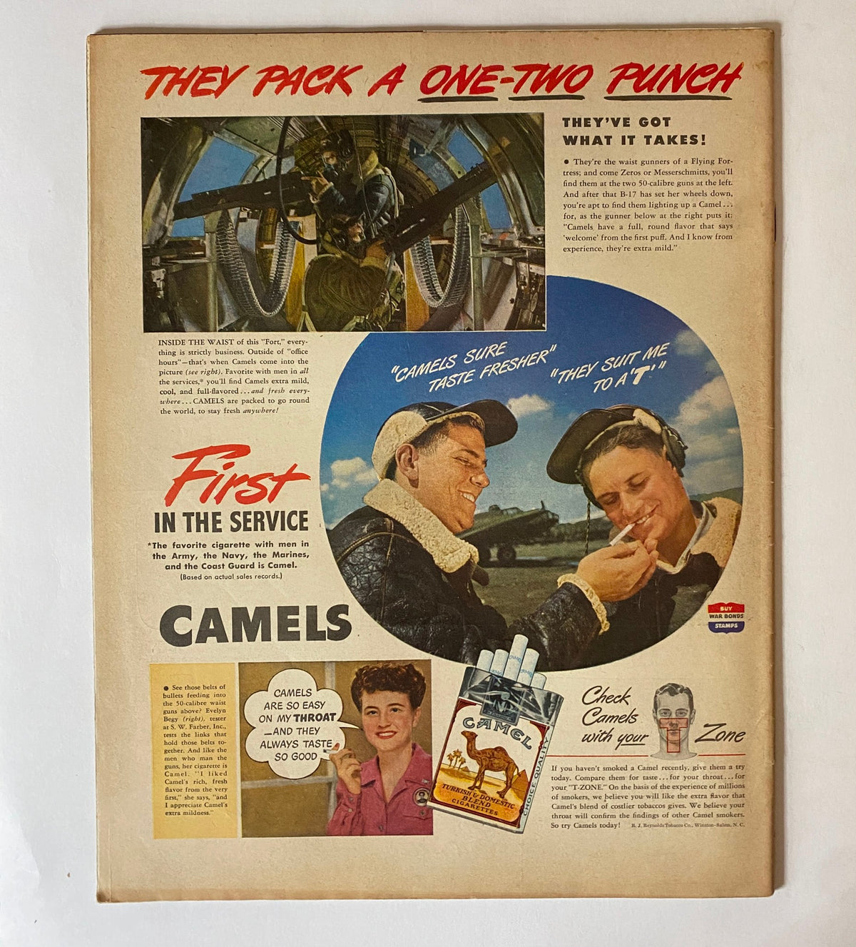Collier's Magazine March 4, 1944 advertisement featuring Camels cigarettes, promoting their appeal to soldiers with a focus on flavor and satisfaction.