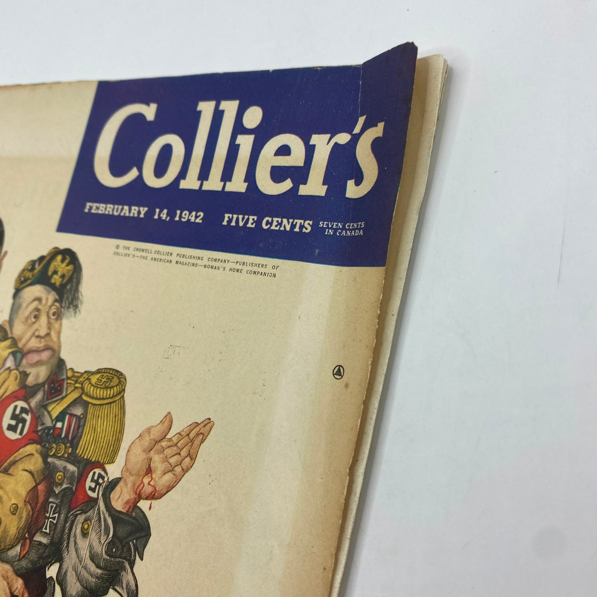 VTG Collier's Magazine February 14, 1942 with a vintage cover featuring artwork by Arthur Szyk, showcasing the iconic title and date.