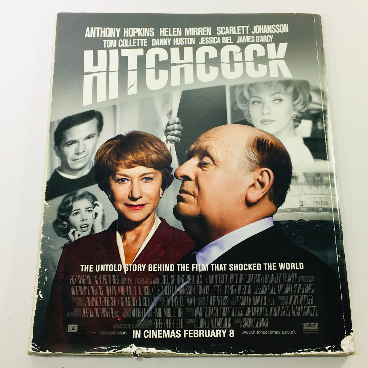 Back cover of Total Film Magazine February 2013 #202, featuring promotional material for the film 'Hitchcock', representing the cinematic themes discussed in the issue.