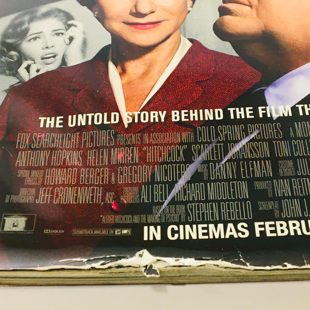 Back cover of Total Film Magazine February 2013 #202 featuring promotional artwork and credits for the film Hitchcock, starring Anthony Hopkins and Helen Mirren.