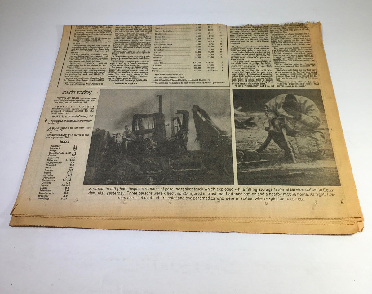 Reverse side of the September 1, 1976, Courier News, not directly related to the main headline about Clarence Kelly, but showcasing additional articles and continued wear of the newspaper.
