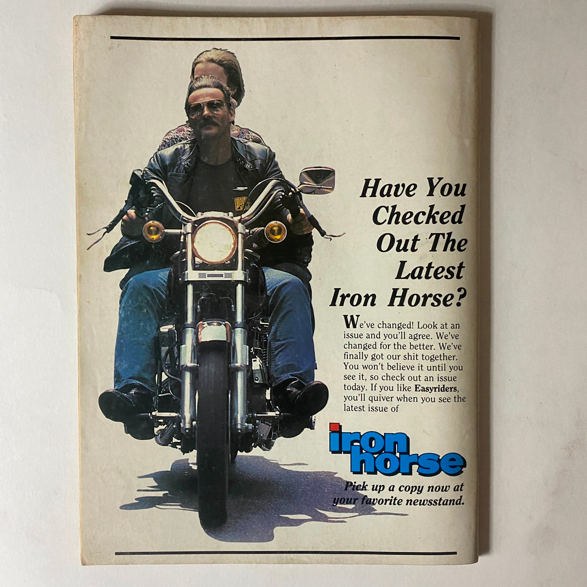 VTG Easyriders Magazine November 1983 back cover advertising for Iron Horse magazine with a motorcycle theme.