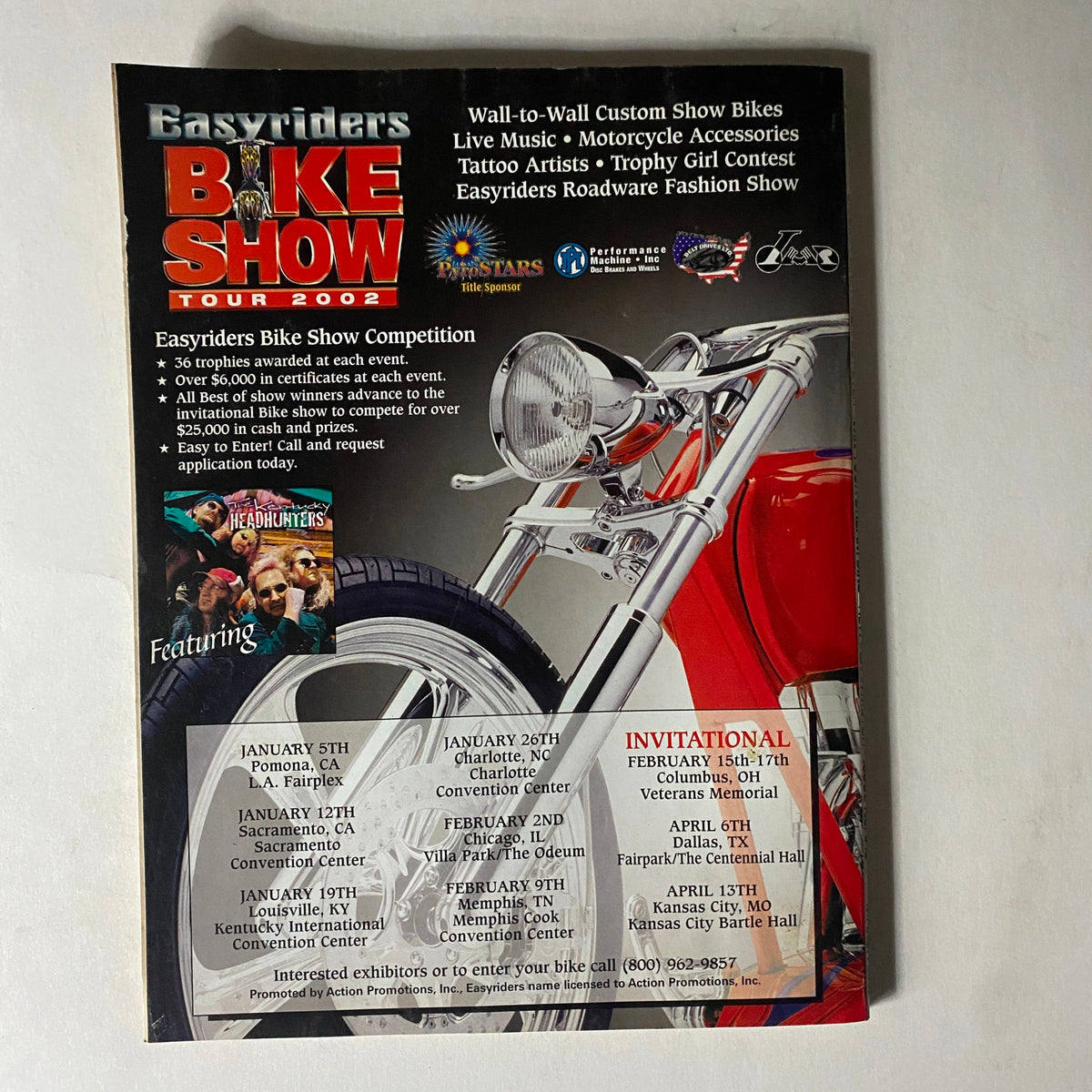 Back cover of Easyriders Magazine March 2002 #345, promoting the Easyriders Bike Show Tour 2002.