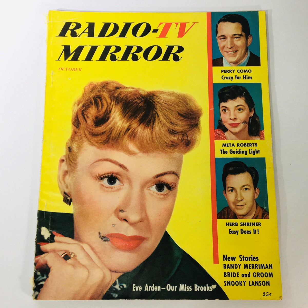 Cover of the VTG Radio-TV Mirror Magazine from October 1953 featuring Eva Arden, Perry Como, and Meta Roberts.