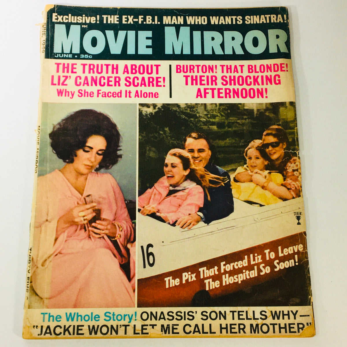 Cover of VTG Movie Mirror Magazine June 1969 featuring stories about Liz Taylor and famous personalities, showcasing classic vintage design.