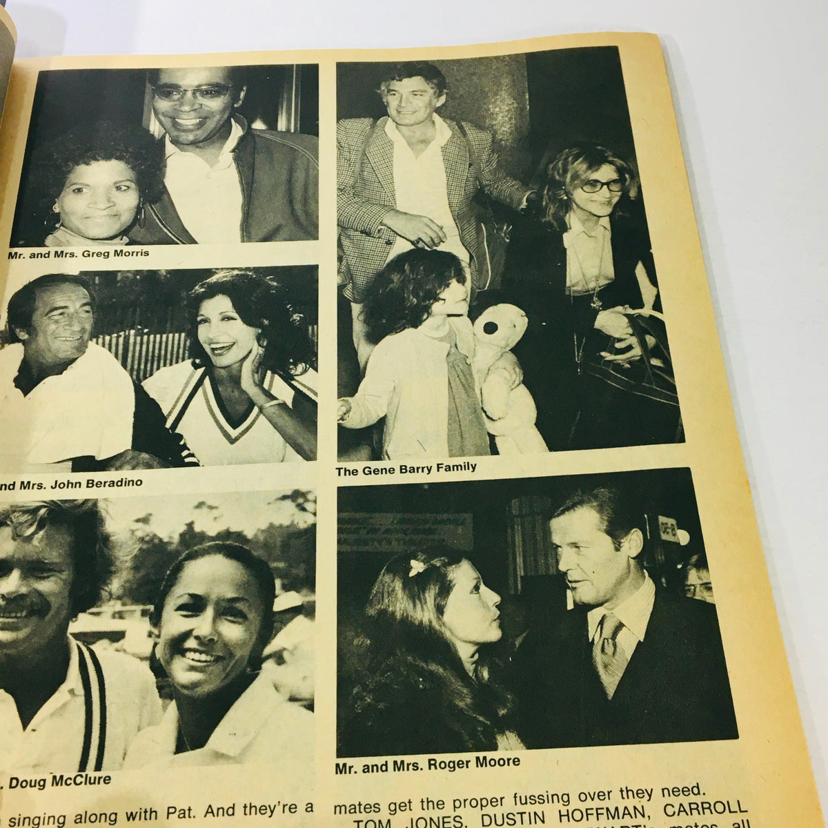 Celebrity page from VTG Movie Mirror Yearbook January 1976 displaying Hollywood couples and noteworthy personalities.