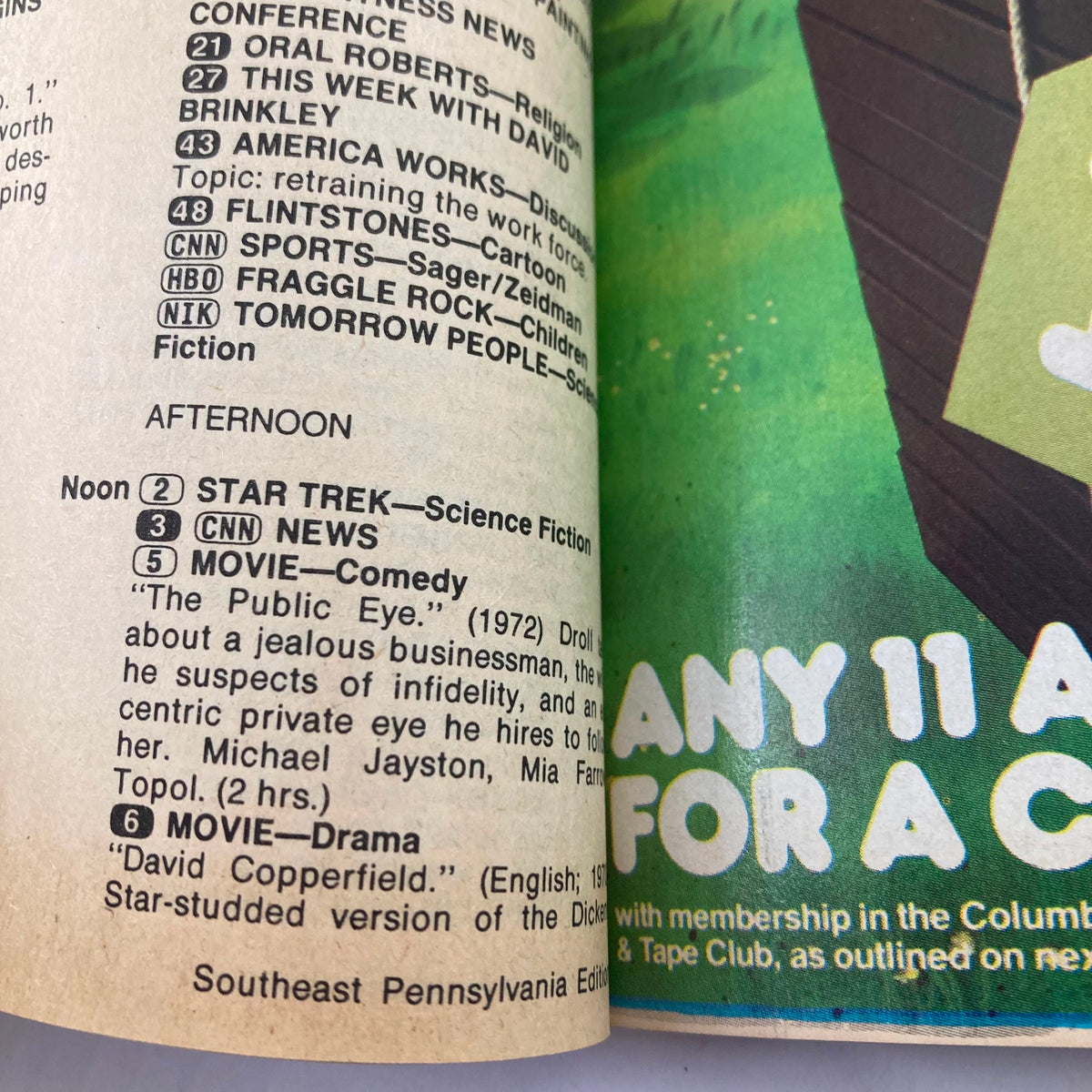 Interior page of TV Guide Magazine August 6 1983 showing TV listings including Star Trek, CNN News, and movie showings, from the Southeast Pennsylvania edition.