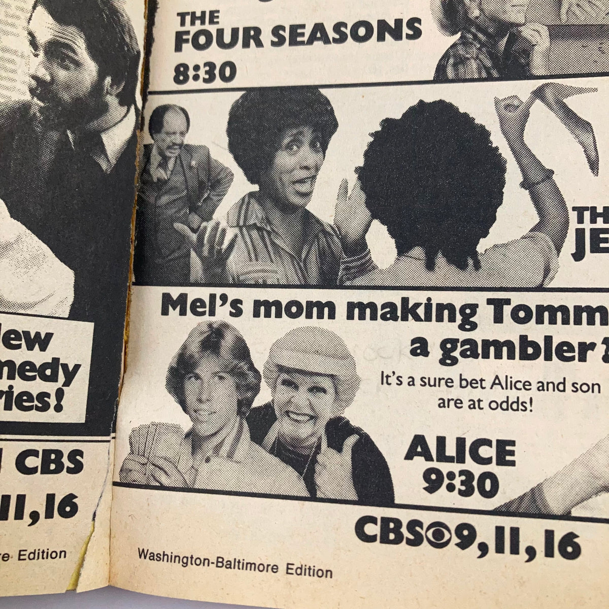Inside page of TV Guide Magazine March 10 1984 showing TV listings for shows like The Four Seasons and Alice. The page features classic television graphics, indicative of the era.