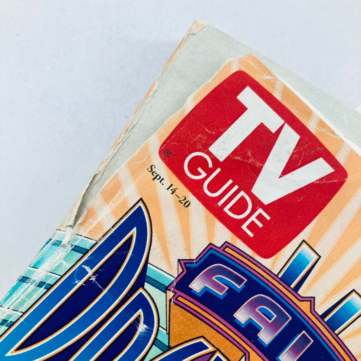 Close-up of the cover of TV Guide Magazine September 14 1996 Fall Preview San Diego Edition, emphasizing the date 'Sept. 14-20' and the distinctive design of the magazine.