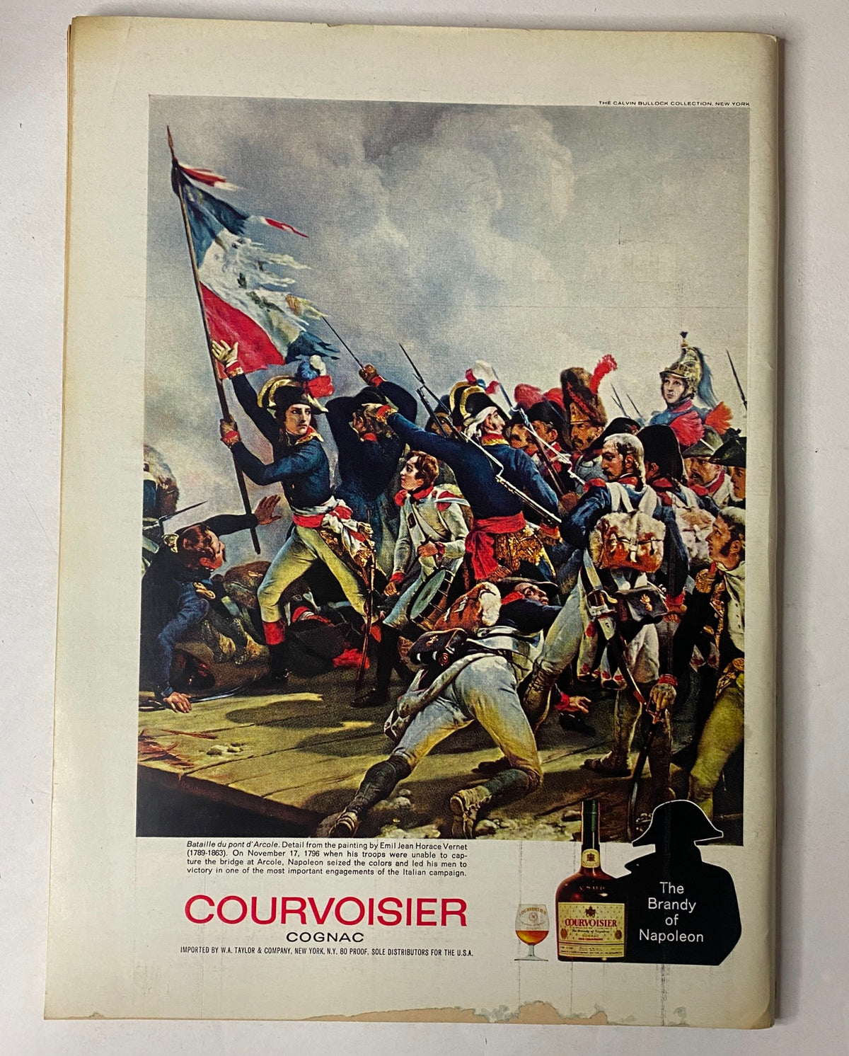The back cover of The New Yorker Full Magazine December 11, 1971, featuring an advertisement for Courvoisier Cognac, highlighting its historical artistic imagery.