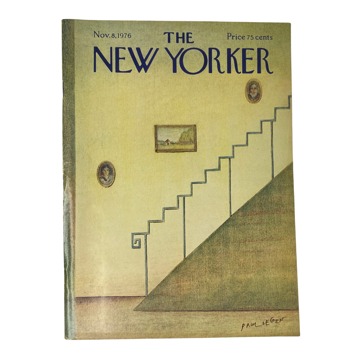 Cover of The New Yorker magazine, November 8, 1976, featuring artwork by Paul Degen, depicting a whimsical staircase interior.