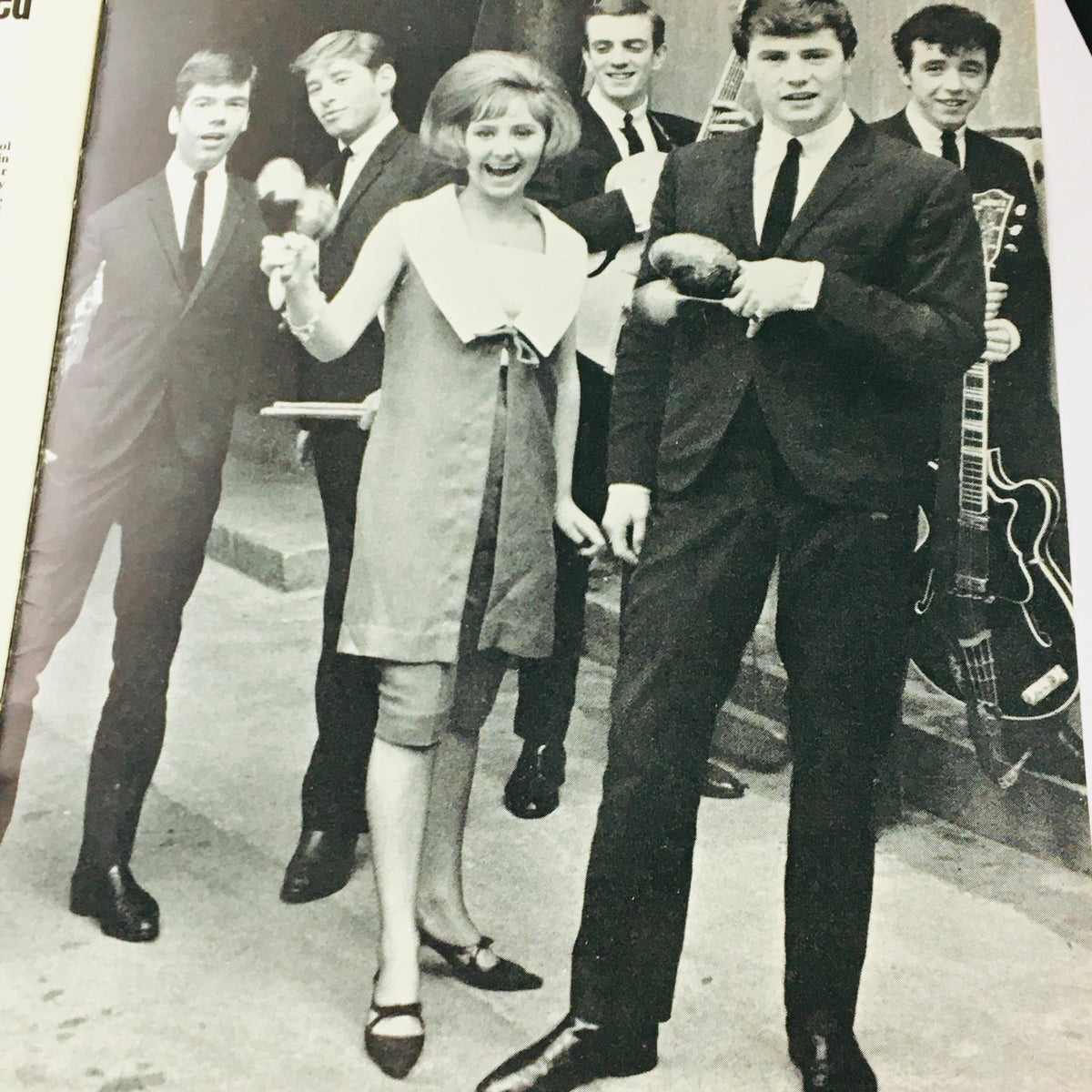 VTG Pop Weekly Magazine June 1964 showcasing a lively black and white photo of a musical group with six members, including a female vocalist, embodying the energetic pop scene of the era.