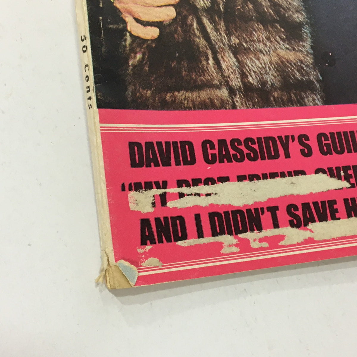 Close-up of the VTG Modern Screen Magazine September 1972, highlighting David Cassidy's quote about his best friend's overdose and a stunning image of Natalie Wood.