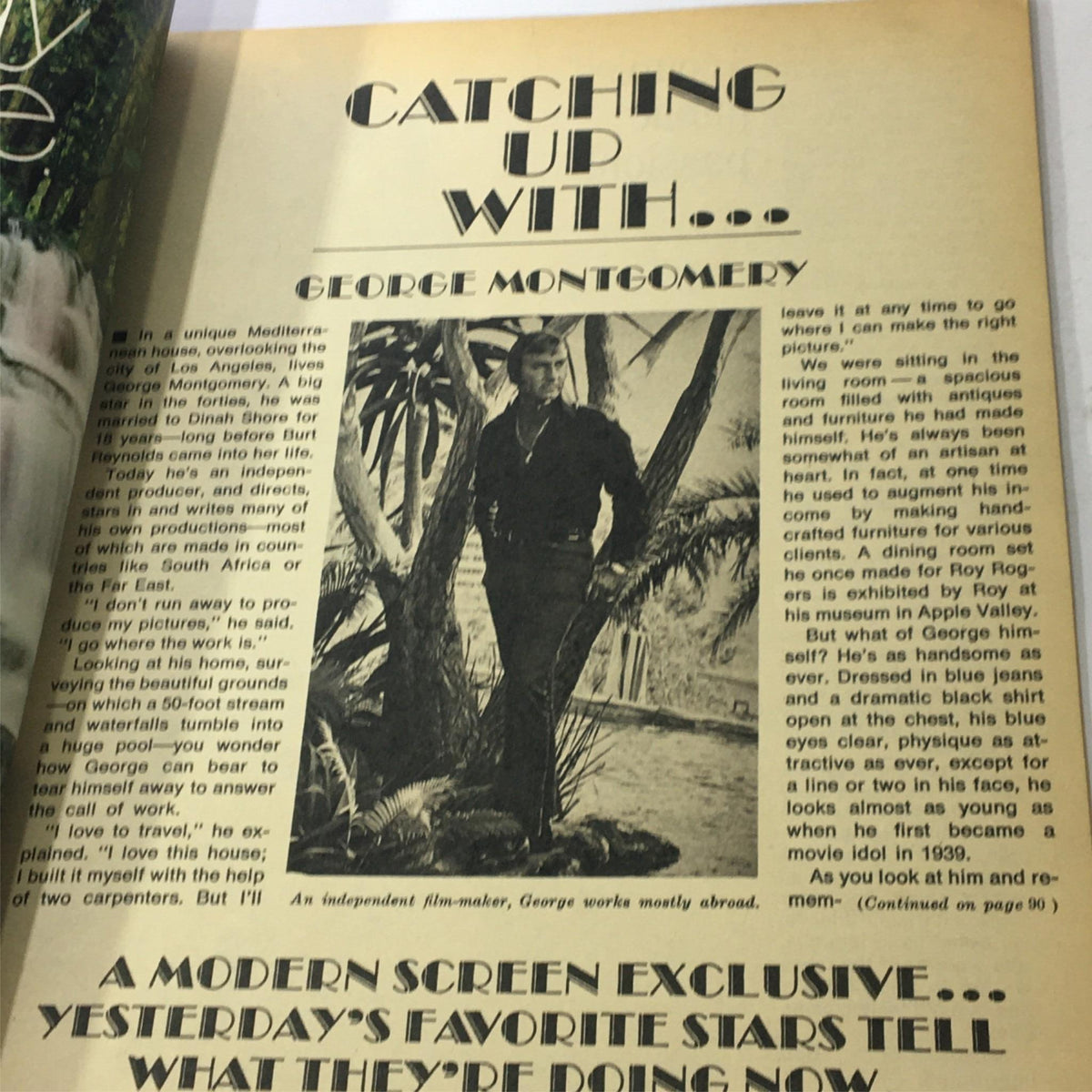 Modern Screen Magazine September 1972 catching up section with George Montgomery discussing his career and life.