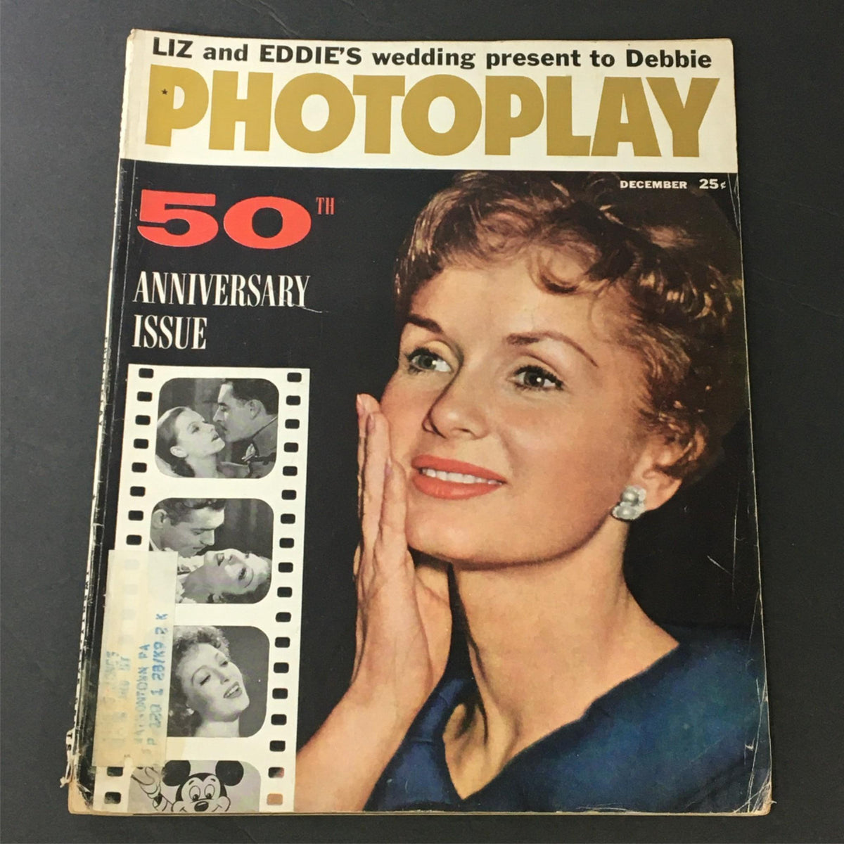 Cover of VTG Photoplay Magazine December 1960 featuring Elizabeth Taylor and Eddie Fisher's wedding, highlighting nostalgia and classic Hollywood glamour.