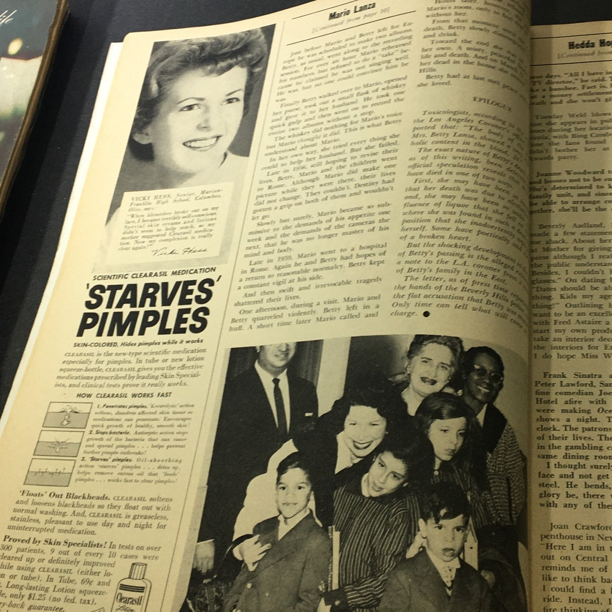 Interior page of VTG Motion Picture Magazine June 1960, displaying an article with a photograph of various people, reflecting the vintage Hollywood aesthetics and cultural references.