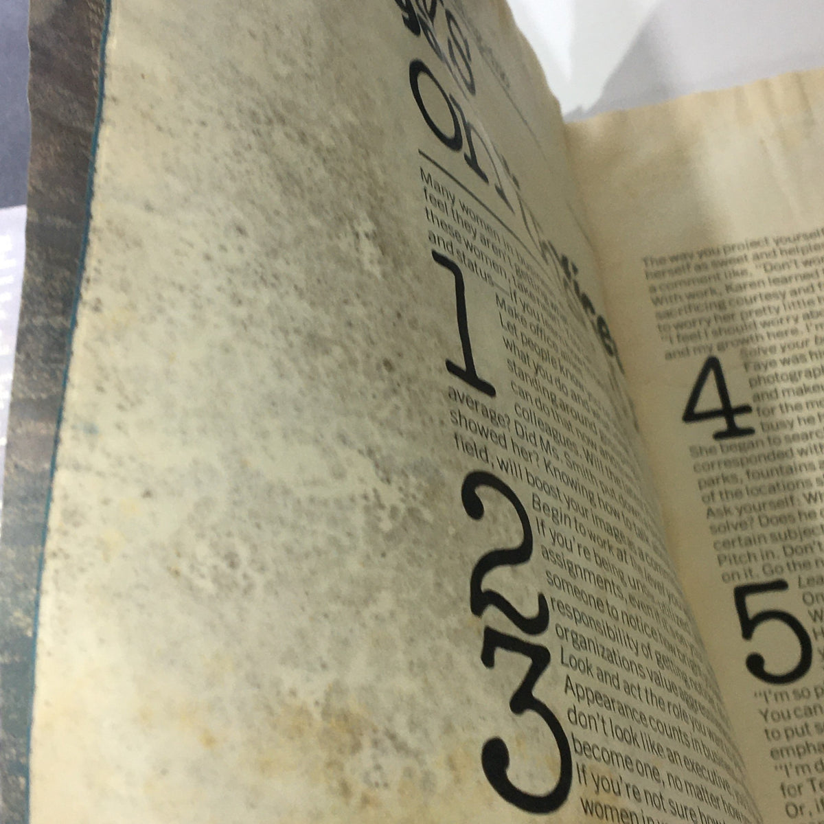 Close-up of pages from VTG Glamour Magazine August 1977 illustrating article layouts and vintage publication condition.