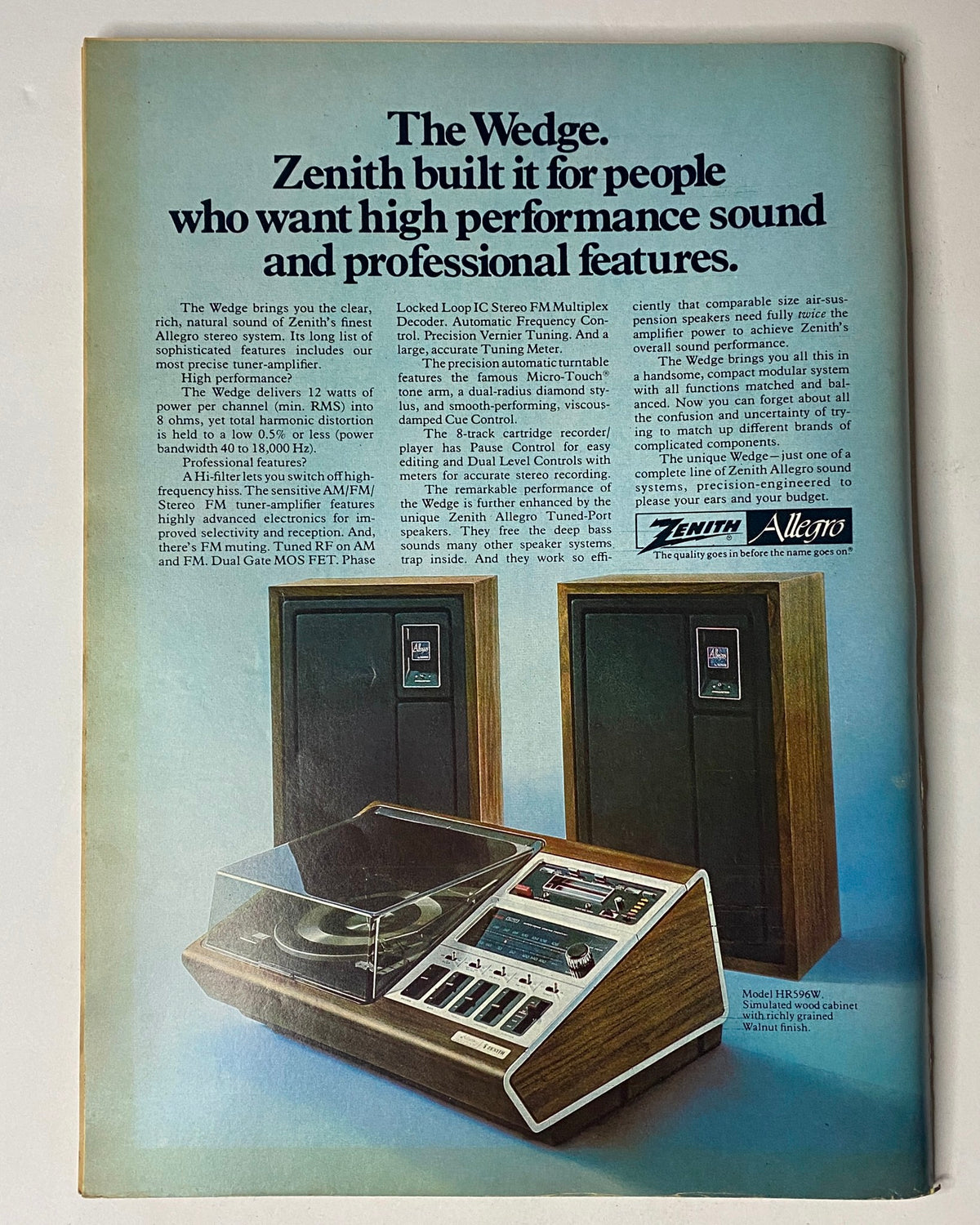 The New Yorker Full Magazine November 15, 1976 Charles E. Martin Cover - Advertisement for Zenith Wedge highlighting high performance sound and professional features.