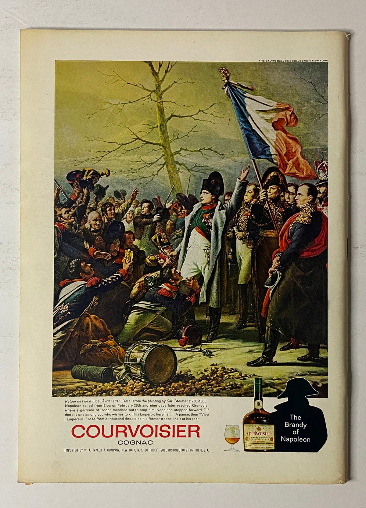Back cover advertisement of The New Yorker magazine, October 2, 1971, promoting Courvoisier Cognac with an illustration related to Napoleon.