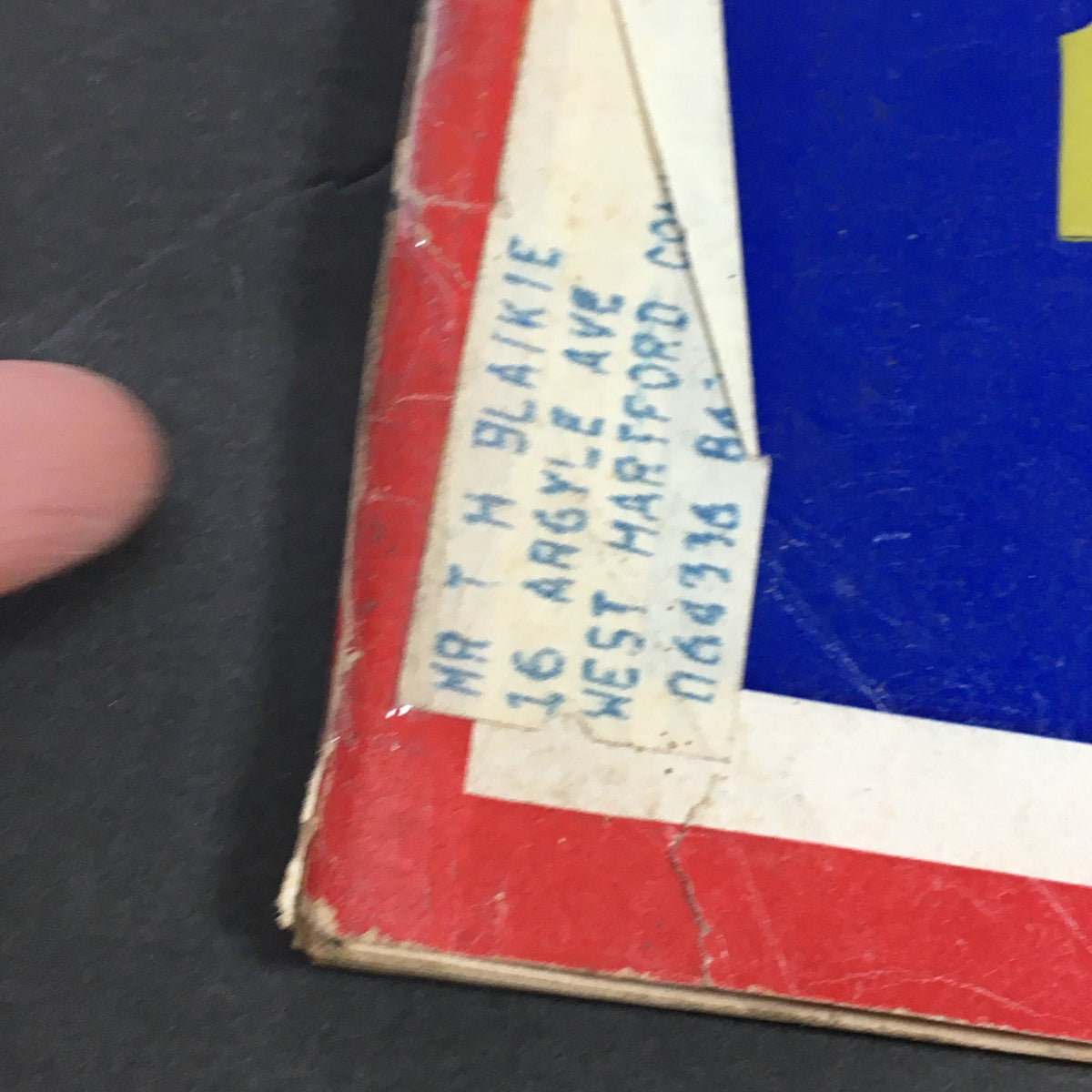 Close-up of address label on the side of VTG Newsweek Magazine December 23, 1957, showing authenticity as a collectible.
