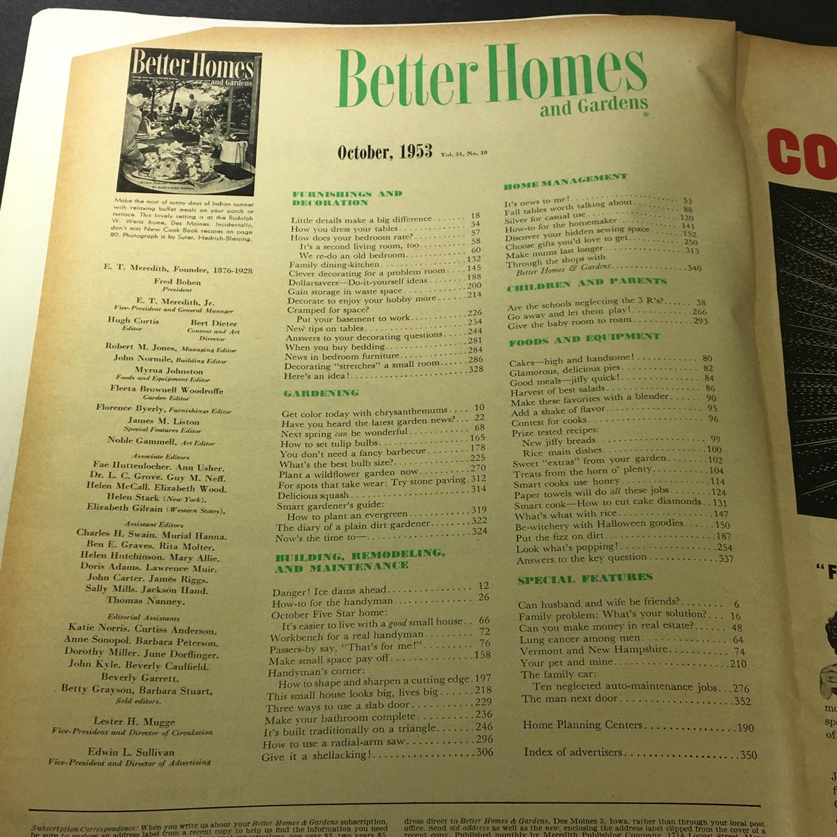 Vintage Better Homes & Gardens Magazine October 1953 Building, Remodeling, Newsstand