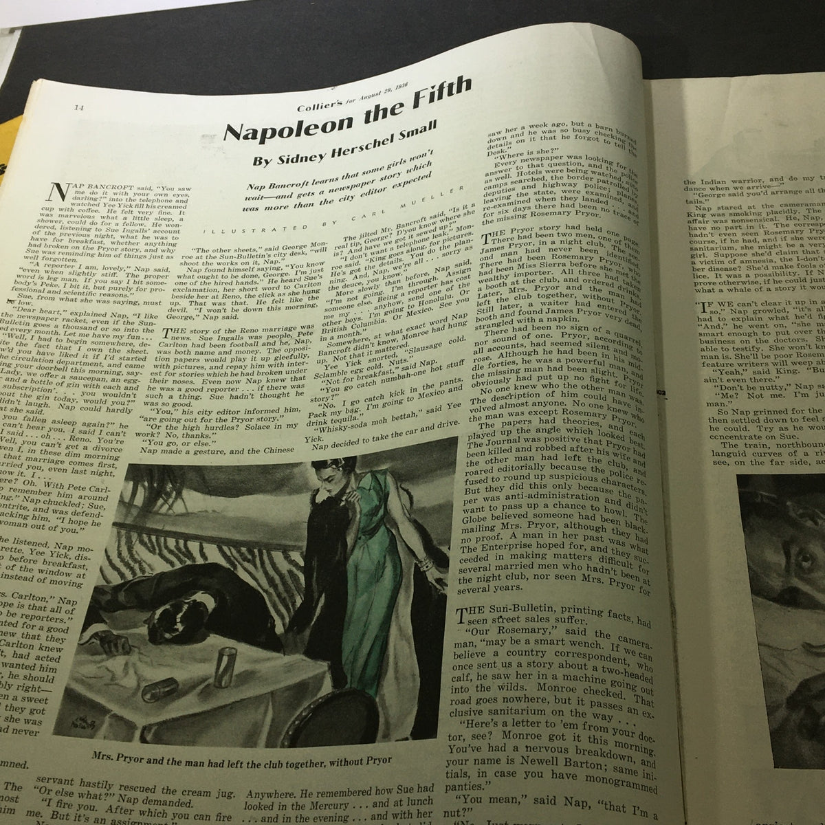 Interior page of VTG Collier's Magazine August 29, 1936 featuring the article 'Napoleon the Fifth' by Sidney Herschel Small.