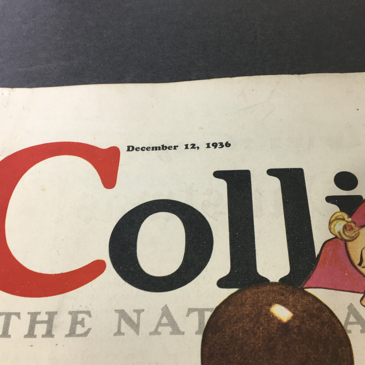 Upper section of the cover of VTG Collier's Magazine December 12, 1936, displaying the magazine's title and date prominently.