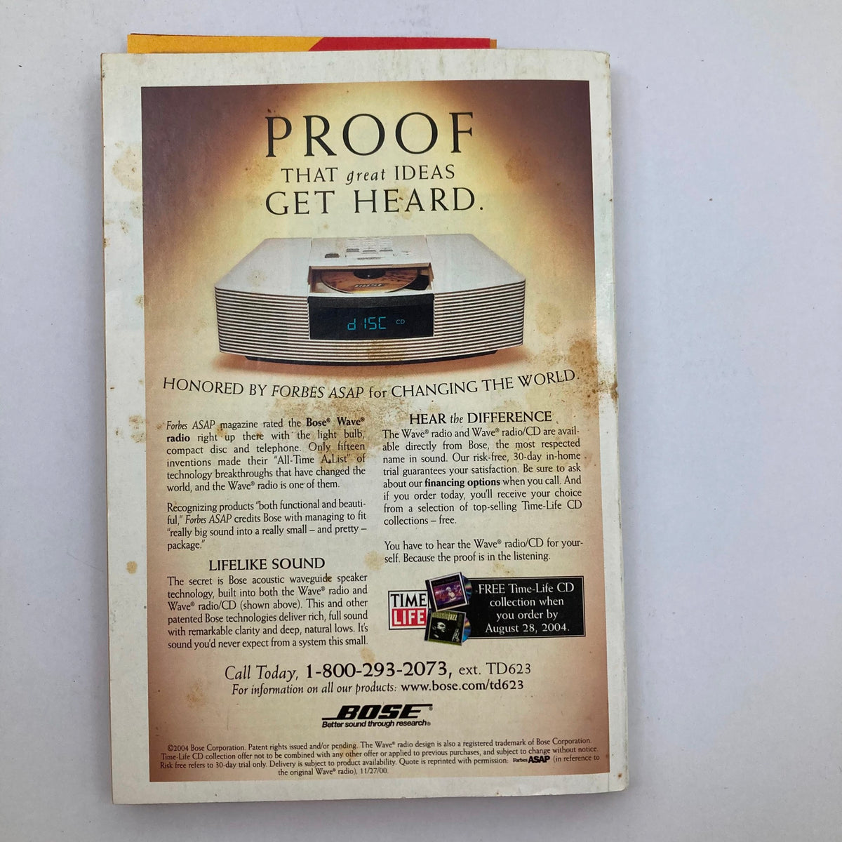 Back cover of TV Guide Magazine July 4 2004 showing an advertisement for Bose sound systems, highlighting the magazine's vintage condition.