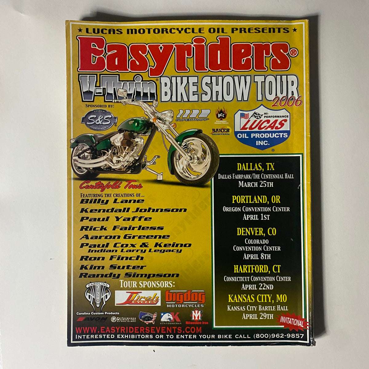 Cover of Easyriders Magazine April 2006 #394 featuring the V-Twin Bike Show Tour, showcasing motorcycles and event details.