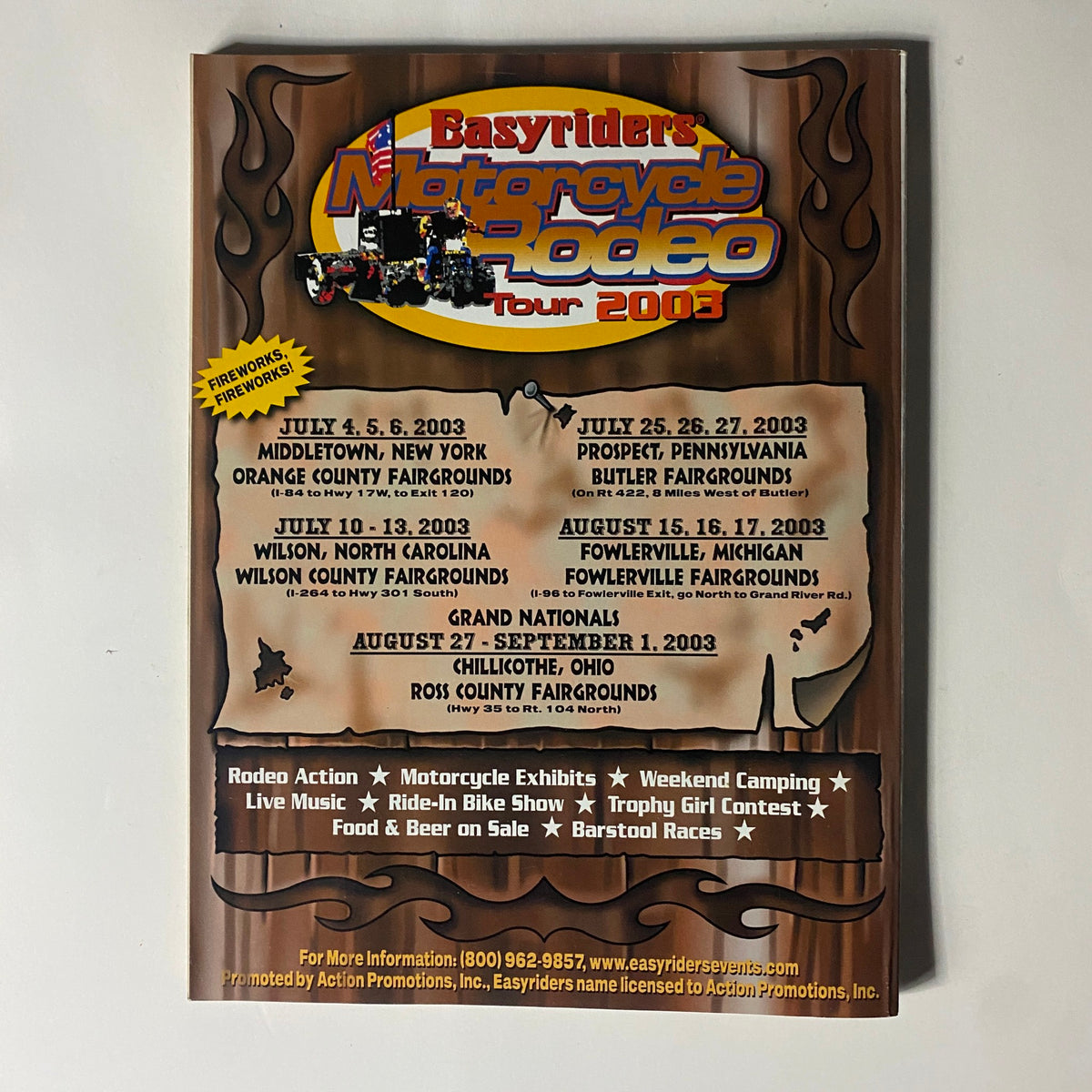 Cover of Easyriders Magazine August 2003 #362, featuring an announcement for the Easyriders Motorcycle Rodeo Tour 2003 with event details and dates.