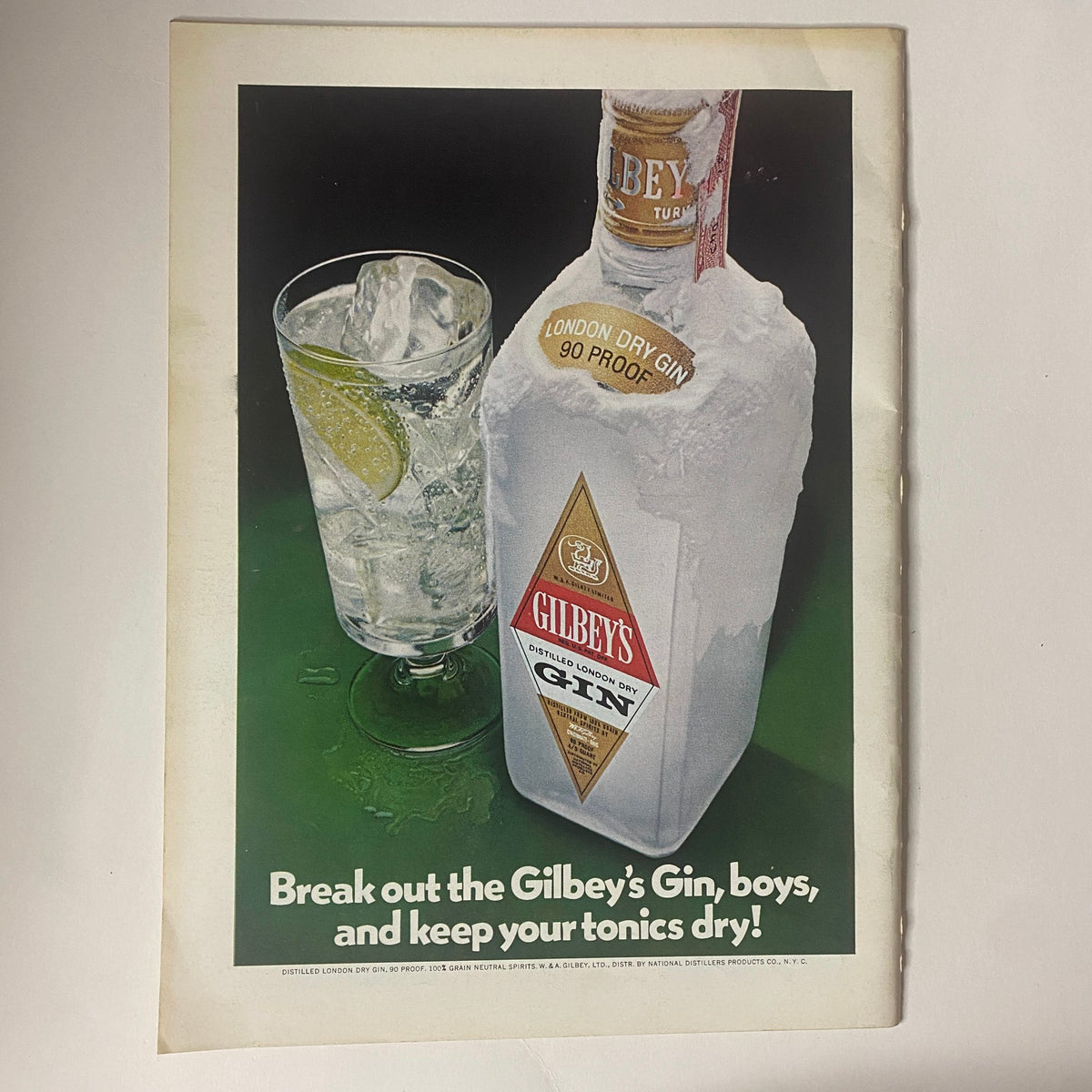 The New Yorker Full Magazine July 22, 1972 Saul Steinberg Cover, featuring a vintage advertisement for Gilbey's Gin with a glass and lime, emphasizing refreshing cocktails.
