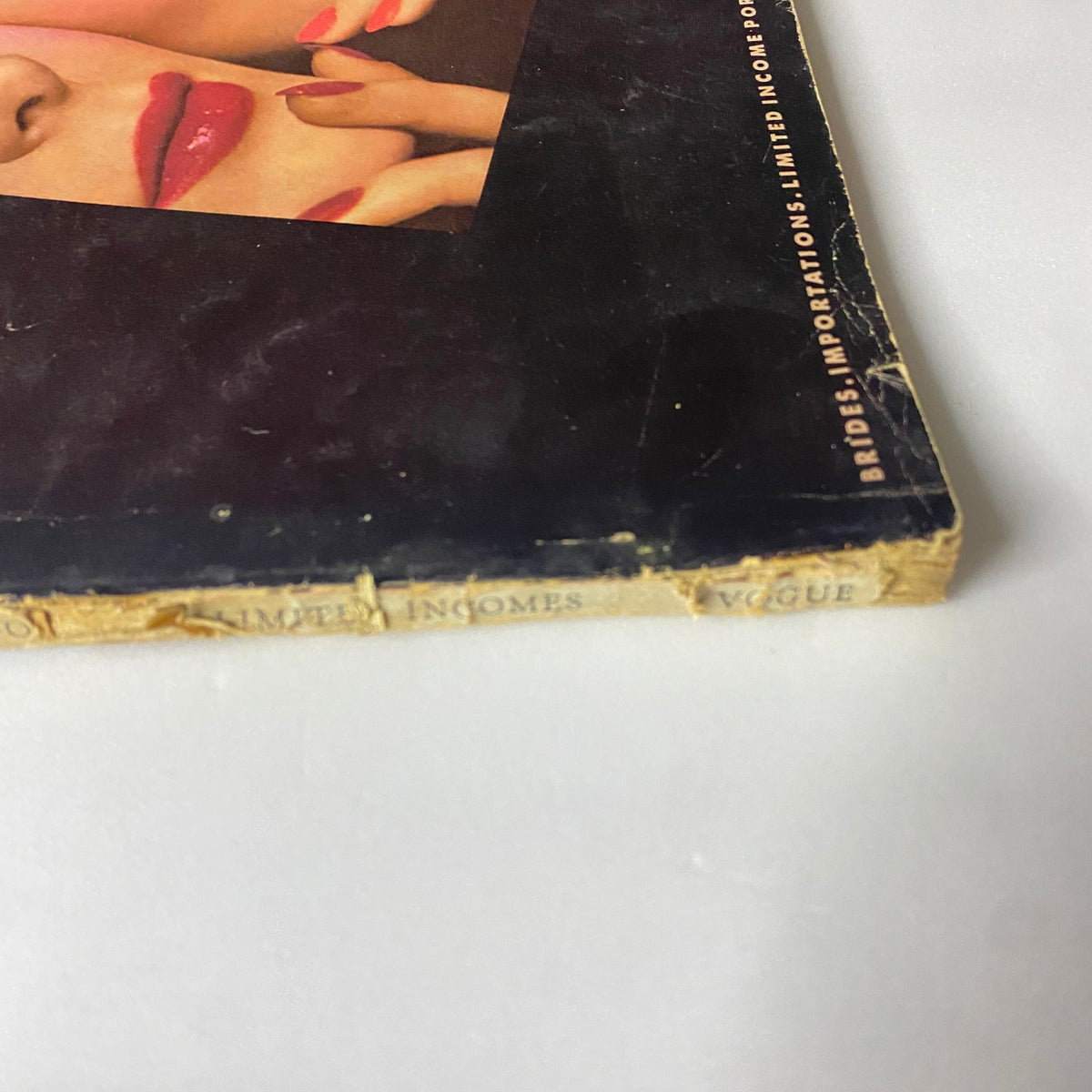 Side view of Vogue Magazine April 1, 1939 illustrating its vintage cover design featuring models Muriel Maxwell and Ruth Knox, capturing the sophistication of late-1930s fashion.