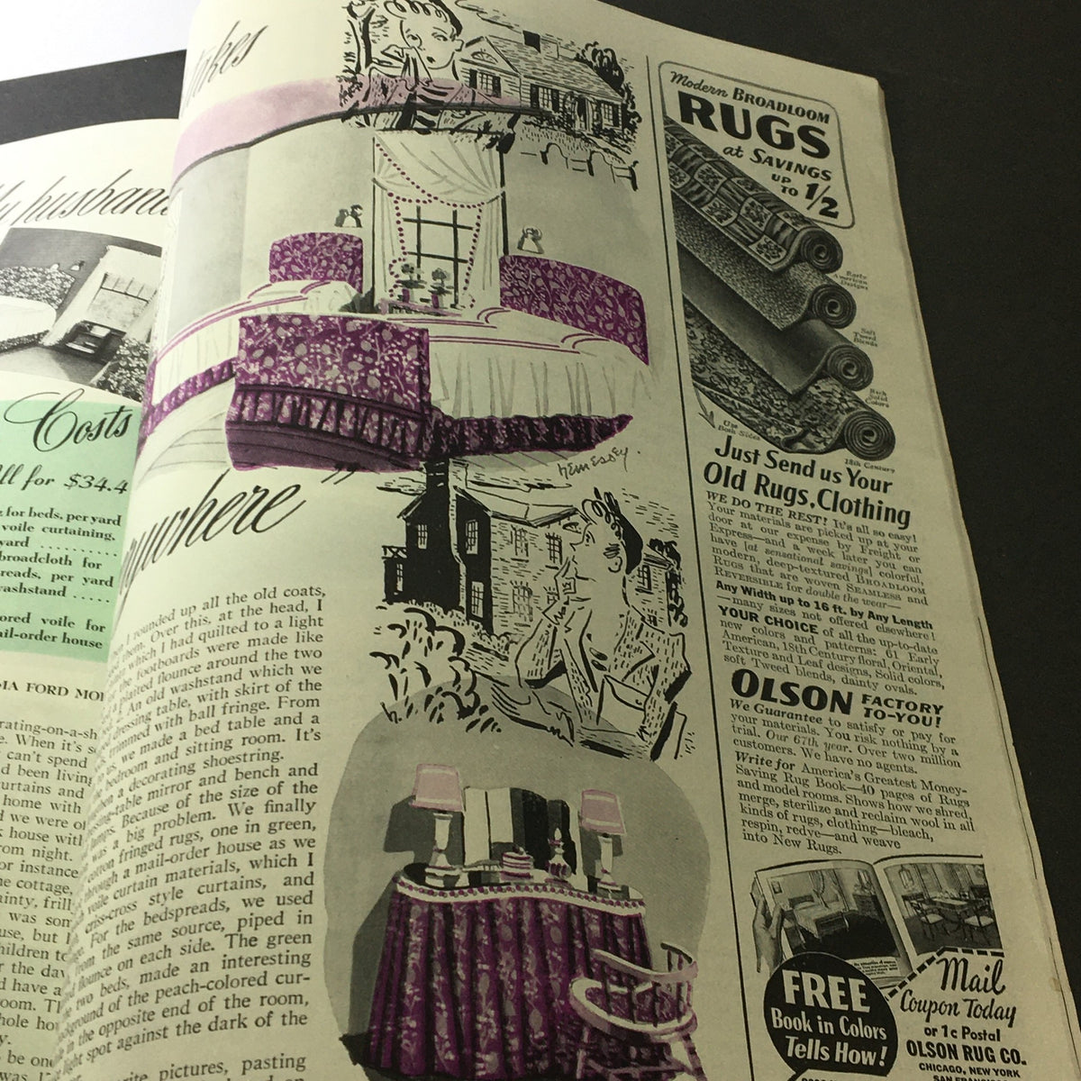 Illustrated article from VTG The American Home January 1942 displaying interior design ideas with a focus on home furnishings and decor.