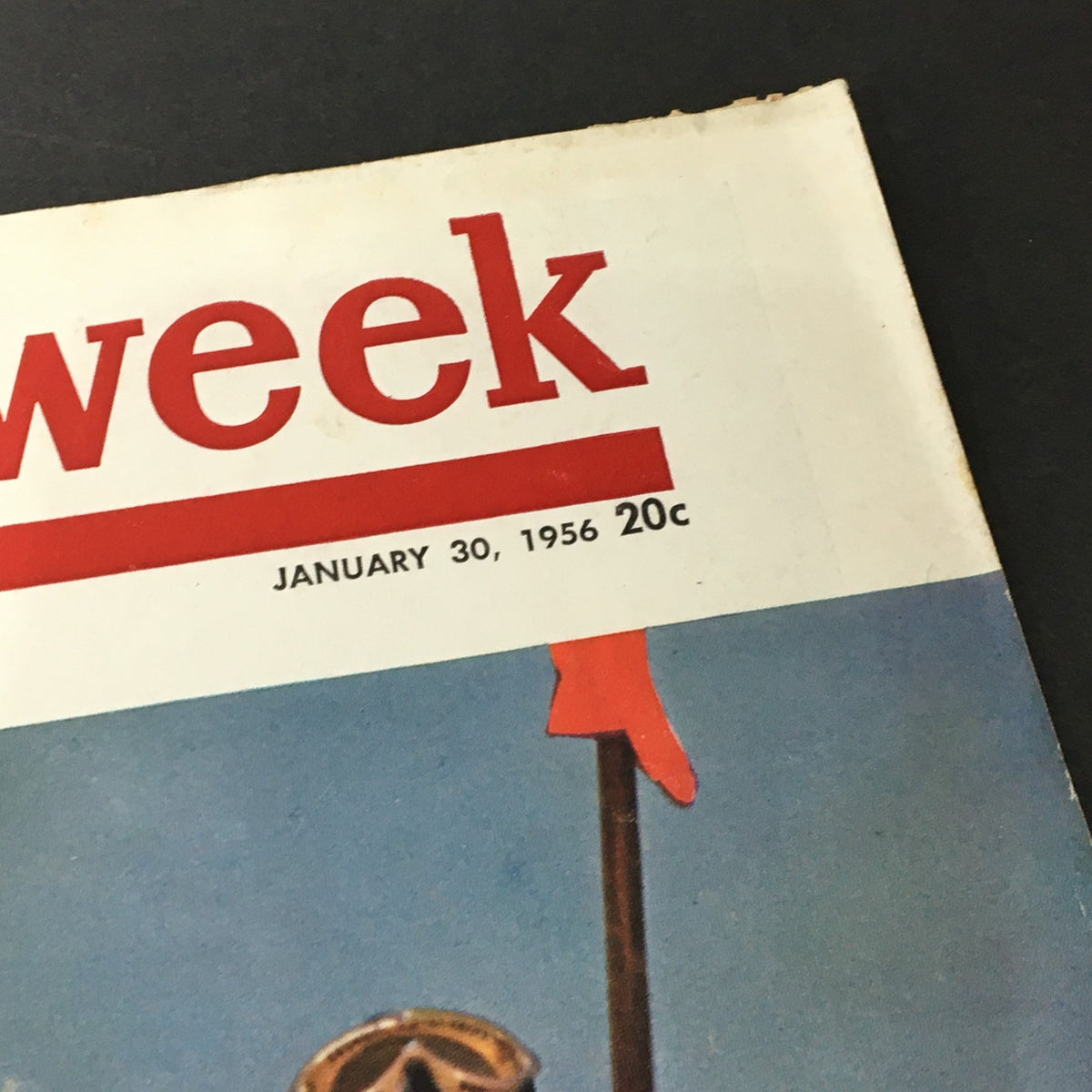 Close-up of the cover of VTG Newsweek Magazine January 30, 1956, featuring the publication date and price, highlighting its historical significance related to the Winter Olympics.