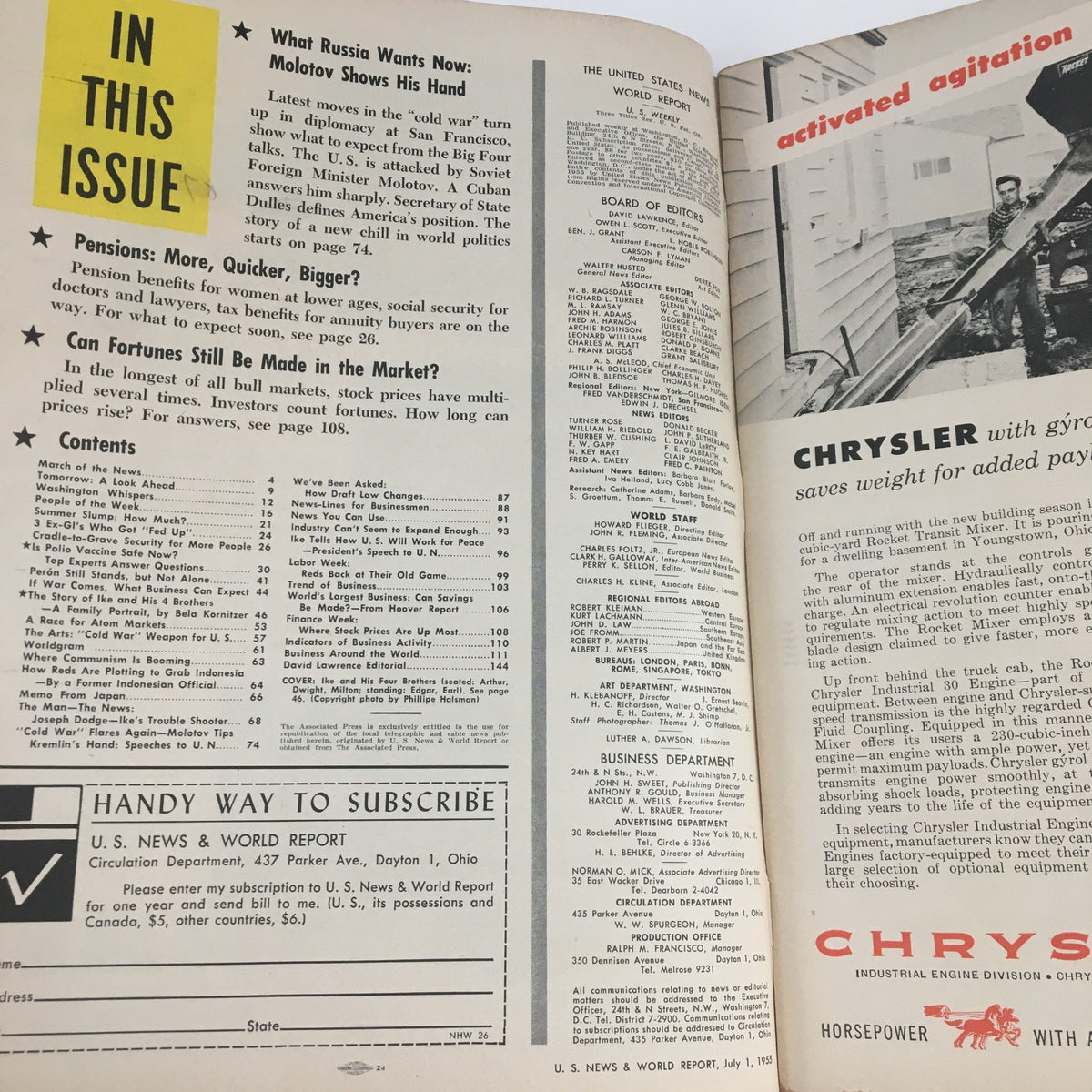 Vintage U.S. News & World Report July 1 1955 The Story of Ike and his 4 Brothers