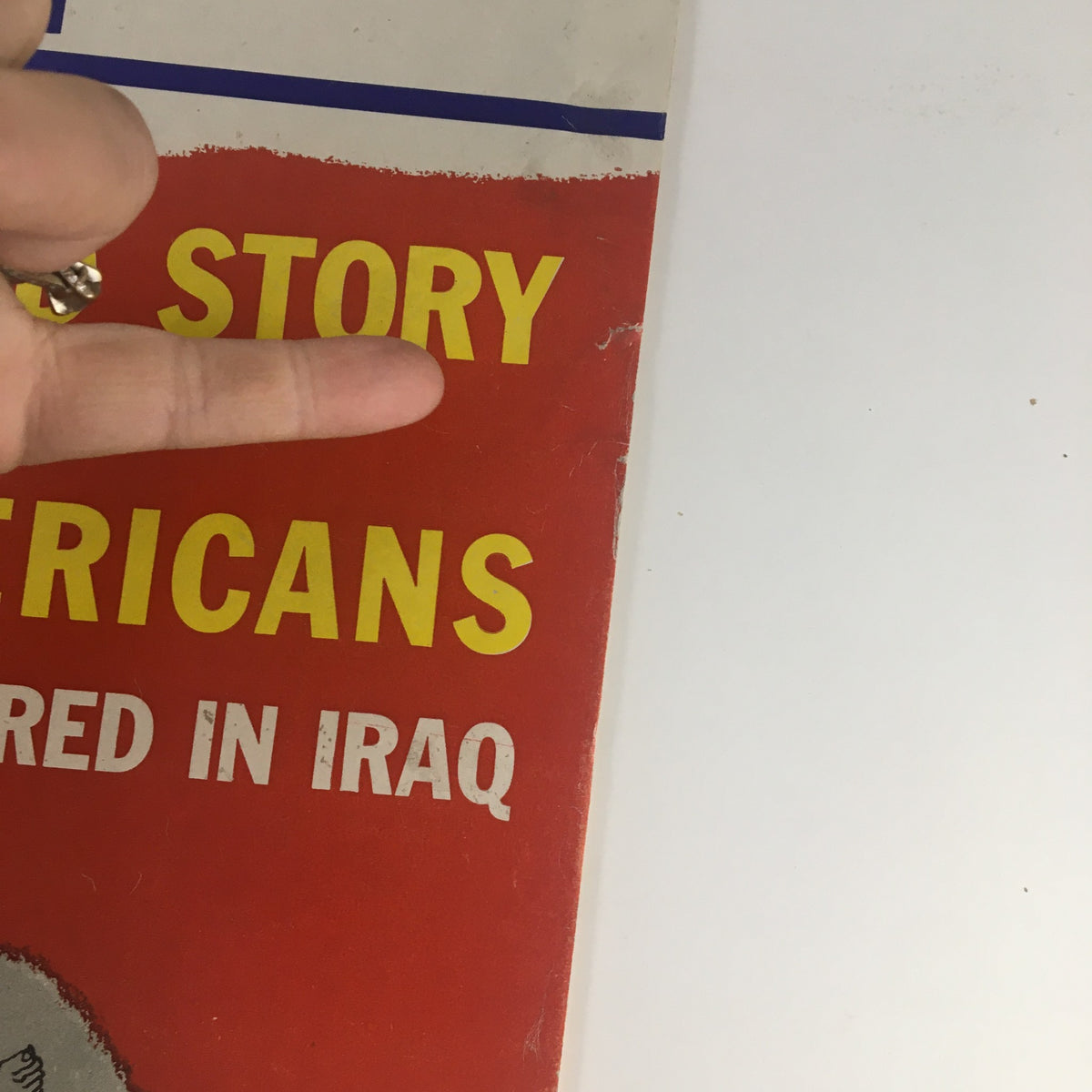 Close-up of the cover text from the VTG U.S. News & World Report magazine dated September 5, 1958, highlighting the headline 'Untold Story of the 3 Americans Murdered in Iraq'.