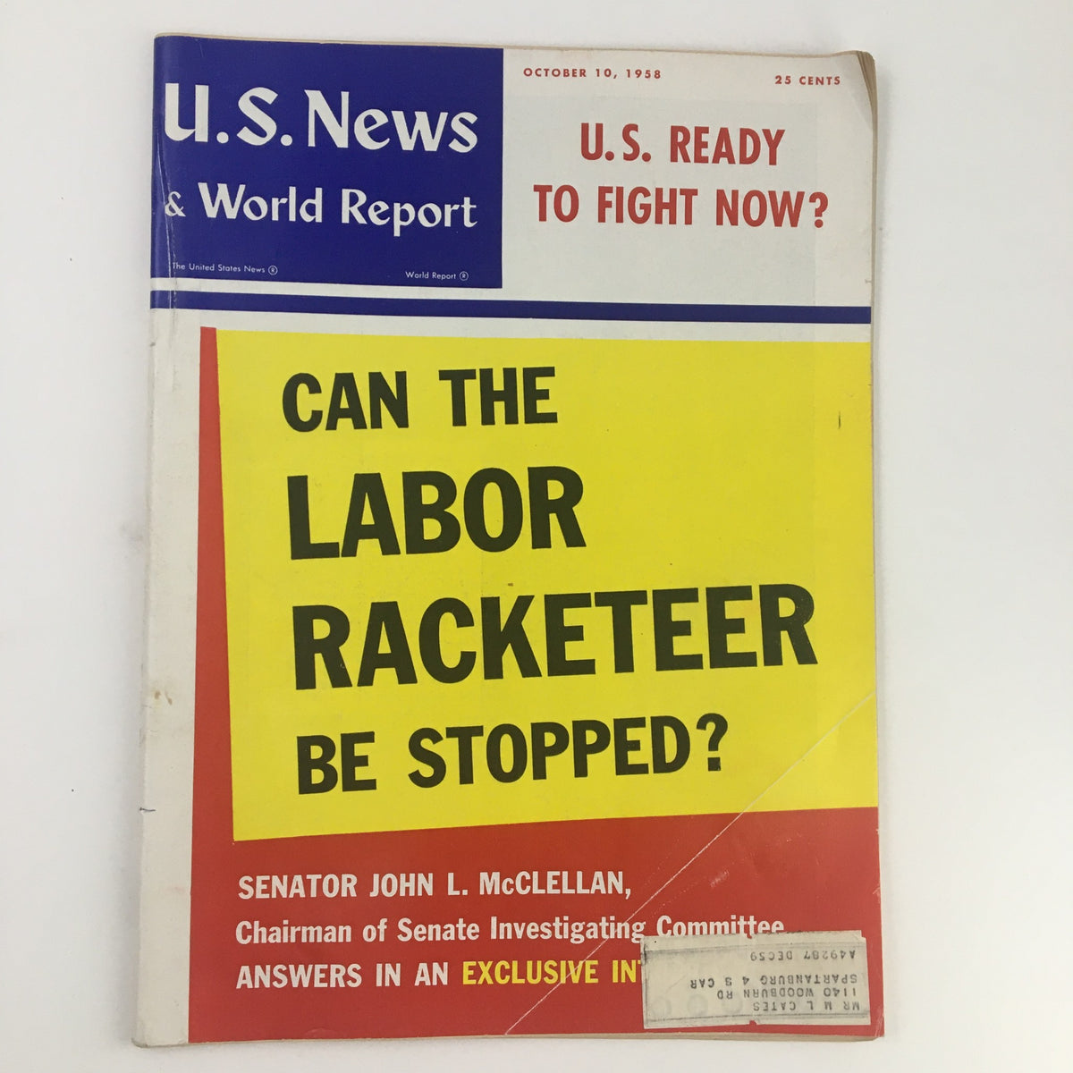 Vintage U.S. News & World Report October 10 1958 Can The Labor Racketeer Be Stopped