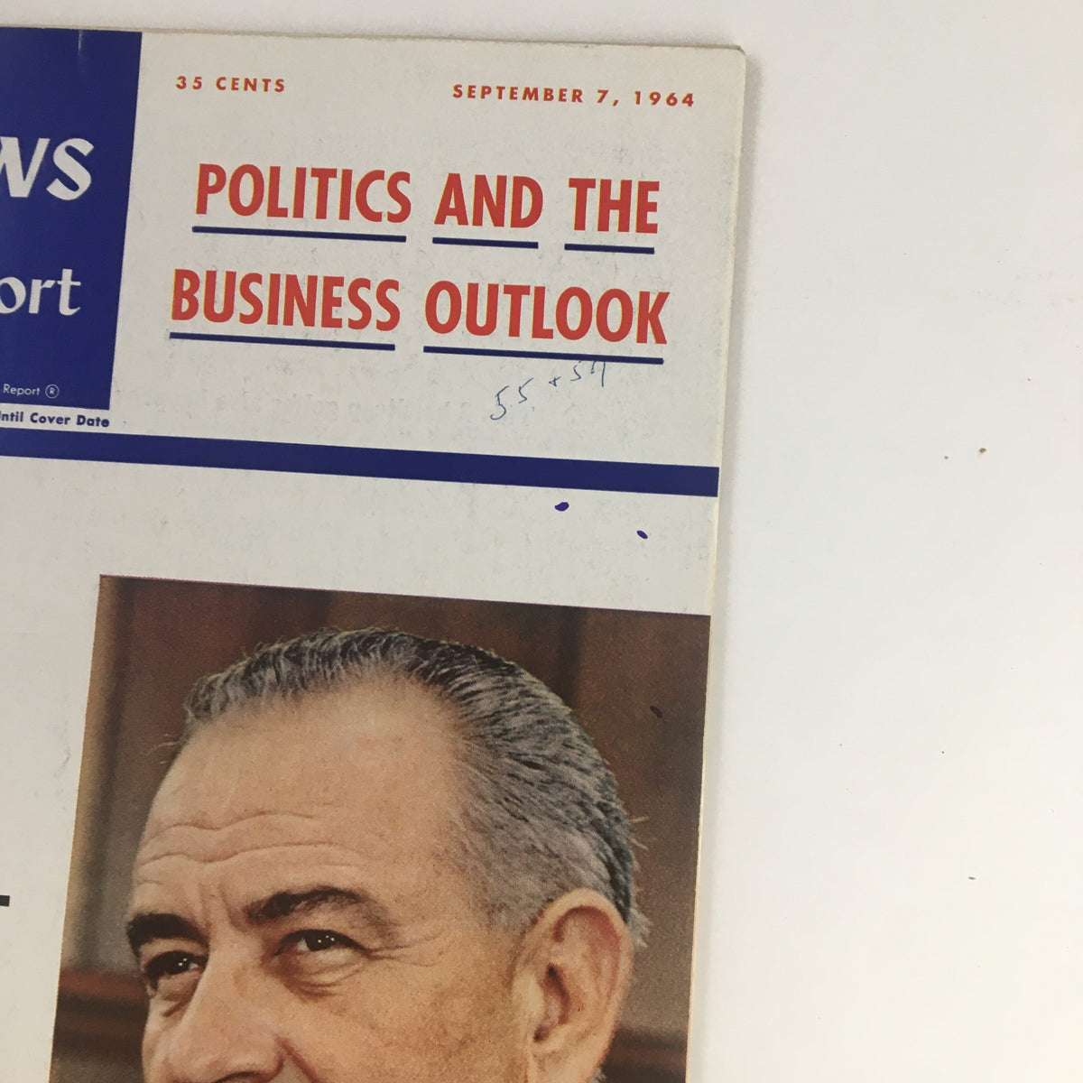 Cover of U.S. News & World Report September 7 1964 featuring Lyndon B. Johnson and the headline 'Politics and the Business Outlook.' This vintage magazine offers insights into the political climate of the era.