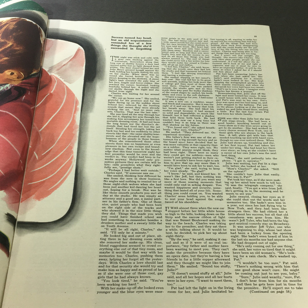Continuation page from VTG Collier's Magazine dated November 8, 1941, featuring text from the story 'Last Love' with detailed narrative elements characteristic of vintage literature.