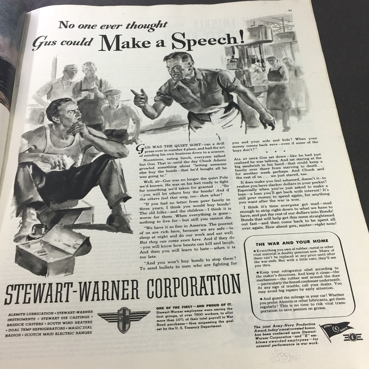 Illustration from VTG Collier's Magazine October 10 1942 featuring the article 'Axis Stooges in the South' depicting a dramatic scene of a man speaking passionately, highlighting themes of communication and wartime sentiment.
