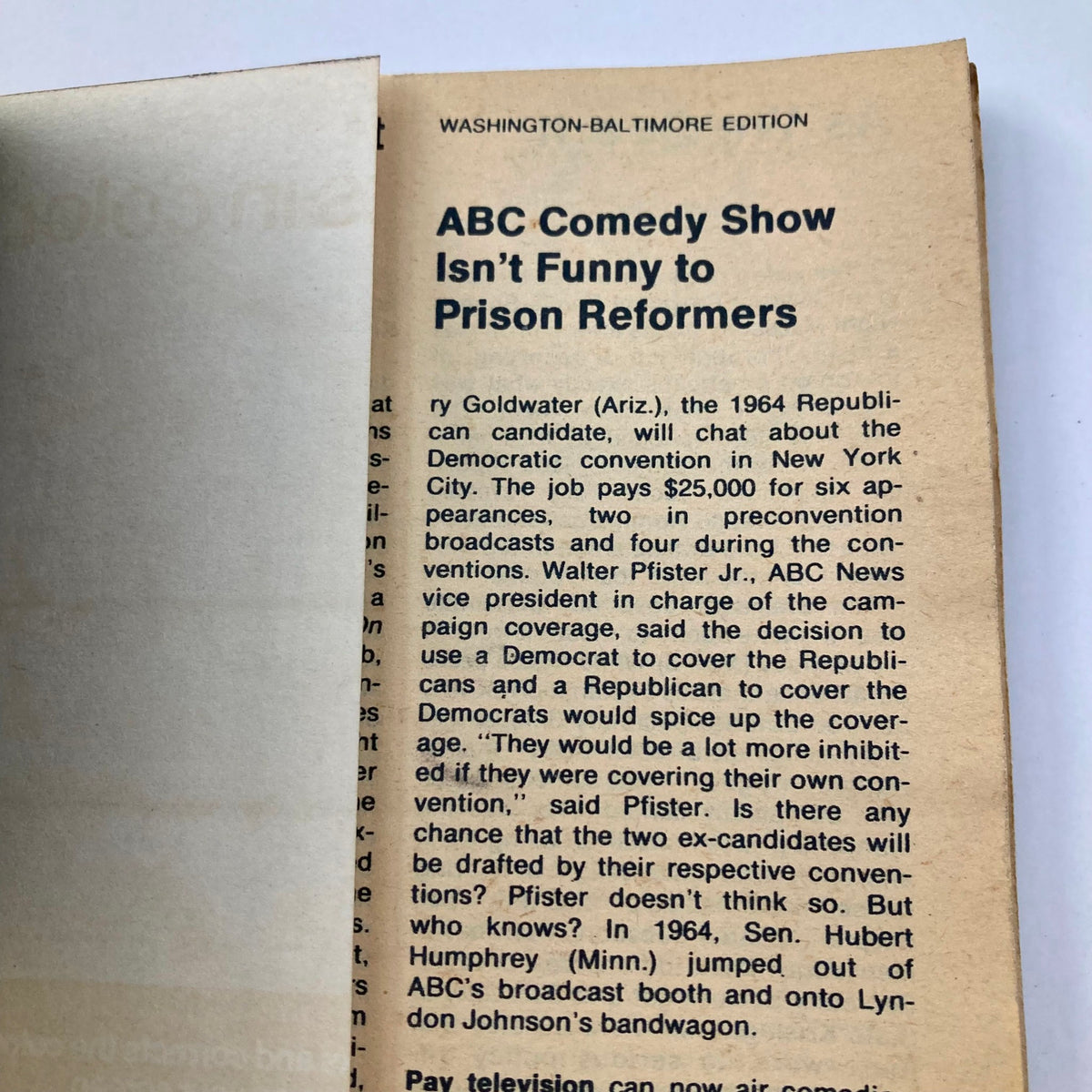 Editorial page from the Washington-Baltimore Edition of TV Guide Magazine November 22, 1975, issue #1181, discussing political issues of the time with relevant commentary.