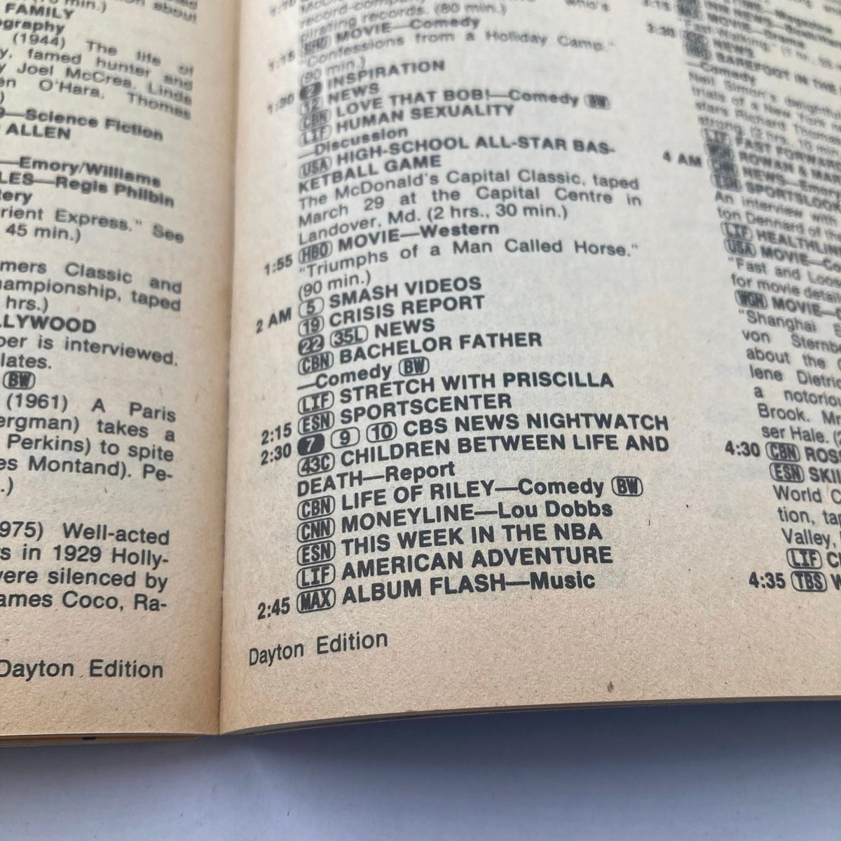 Inside page of TV Guide Magazine March 31 1984 showing the Dayton edition listings, detailing TV schedules and events including various shows and broadcasts.