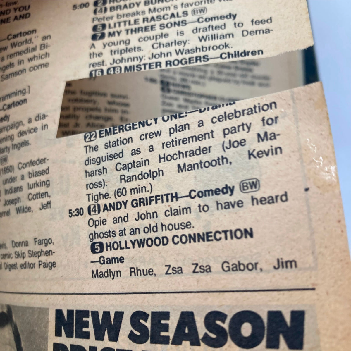 Inside view of the TV Guide Magazine from December 3, 1977 featuring Patrick Duffy on the cover, showcasing TV listings including Andy Griffith and Emergency One.