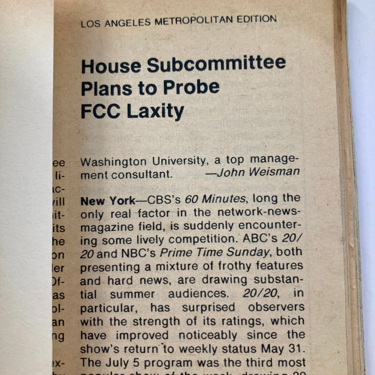 Another interior page from TV Guide Magazine August 4 1979 #1375 discussing FCC laxity and the landscape of network news shows like CBS’s '60 Minutes'.